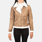 Zesen Brown Leather Bomber Jacket